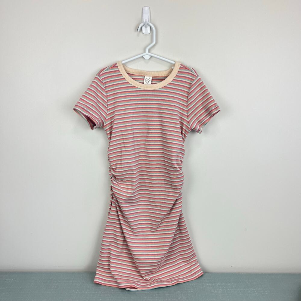 Treasure & Bond Kids Stripe Ruched T-Shirt Dress Purple Cloud Mini Stripe M 8-10
